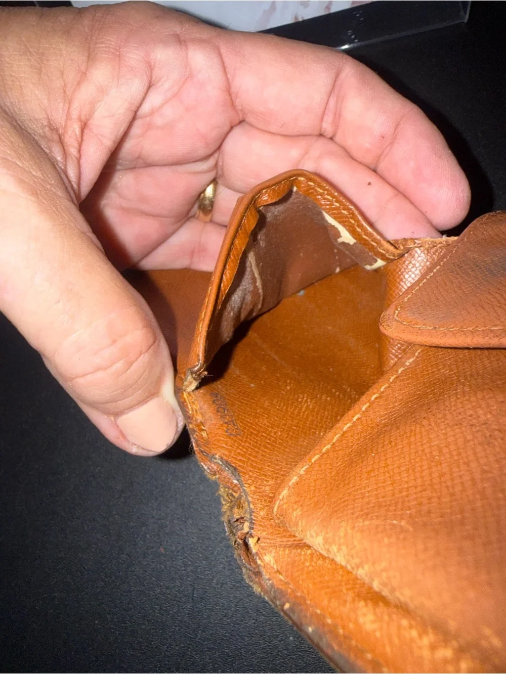 Louis Vuitton Brown Monogram Money wallet with Tan Trim